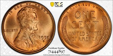 1950-S 1C MS67+ RD