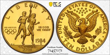 1984-D $10 Olympic PR70DCAM