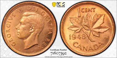 1948 1C A Btwn Denticles MS64RD