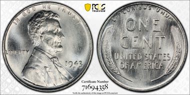 1943-S 1C MS68