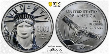 2003 $25 Statue of Liberty MS70