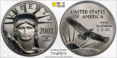 2003 $50 Statue of Liberty MS70