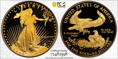 1986-W $50 Gold Eagle PR69DCAM