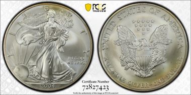 2004 $1 Silver Eagle Heros- J.Lynch MS69