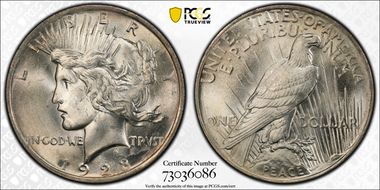 1923 $1 VAM 2, Doubled Tiara MS64