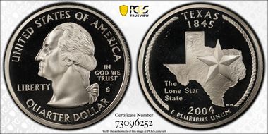 2004-S 25C Texas Silver PR69DCAM