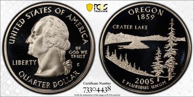 2005-S 25C Oregon Silver PR70DCAM