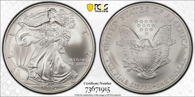 2005 $1 Silver Eagle First Strike MS69