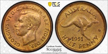 1951(p) 1/2D KM-42  w/ Dot MS64RB