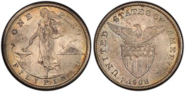 1908-S Peso KM-172  Ag MS63