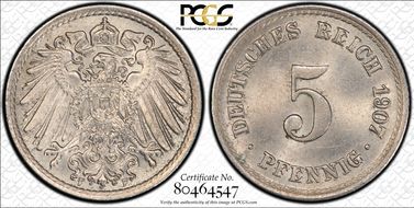 1907-F 5 Pfg J-12 MS64