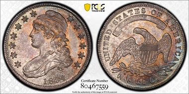 1834 50C Small Date, Small Letters MS66