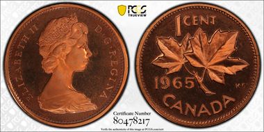 1965 1C Type 2, Sm Beads, Bl 5 PR66CAM