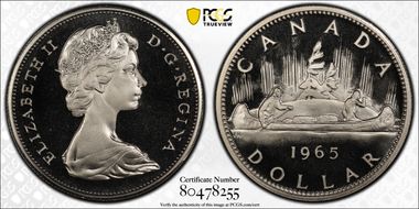 1965 S$1 Type 2 Sm Beads, Bl 5 PR67CAM