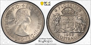 1958(m) Florin KM-60  Ag MS64