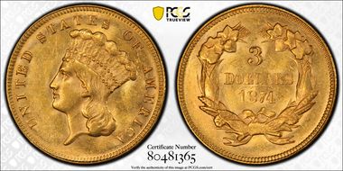 1874 $3 MS62