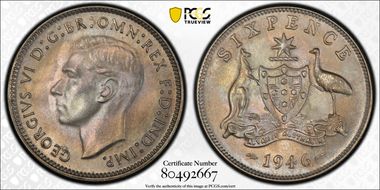 1946(m) 6D KM-38a  Ag MS65