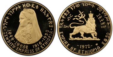 1972 NI $50 Empress Zewditu PR66DCAM