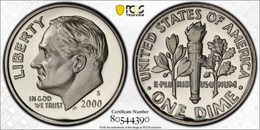 2000-S 10C PR70DCAM