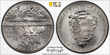 2016-D 50C 100th Anniv. Nat'l Parks First Strike MS70