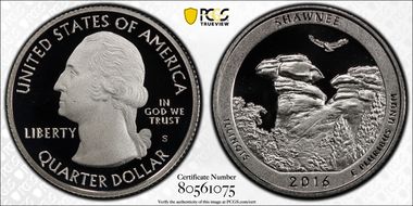 2016-S 25C Shawnee NP - Silver First Strike PR70DCAM