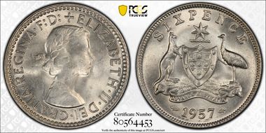 1957(m) 6D KM-58  Ag MS65