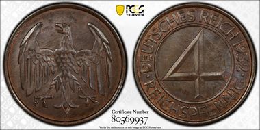 1932-E 4 Rcpfg J-315 MS64BN