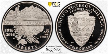 2016-S 50C 100th Anniv. Nat'l Parks First Strike PR69DCAM