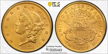 1873 $20 Open 3 MS62