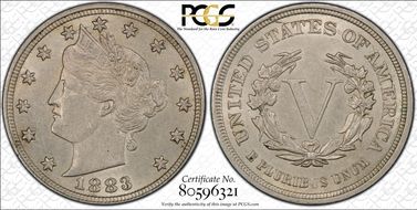 1883 5C No Cents RPD FS-1301 AU58