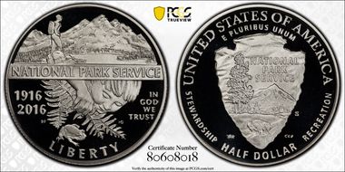 2016-S 50C 100th Anniv. Nat'l Parks First Strike PR70DCAM