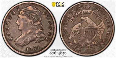 1834 10C JR-7, Small 4 VF35