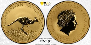 2008-P $100 Kangaroo  Au MS70