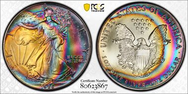 1986 $1 Silver Eagle MS67