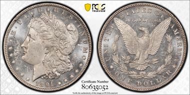 1891 $1 MS62PL