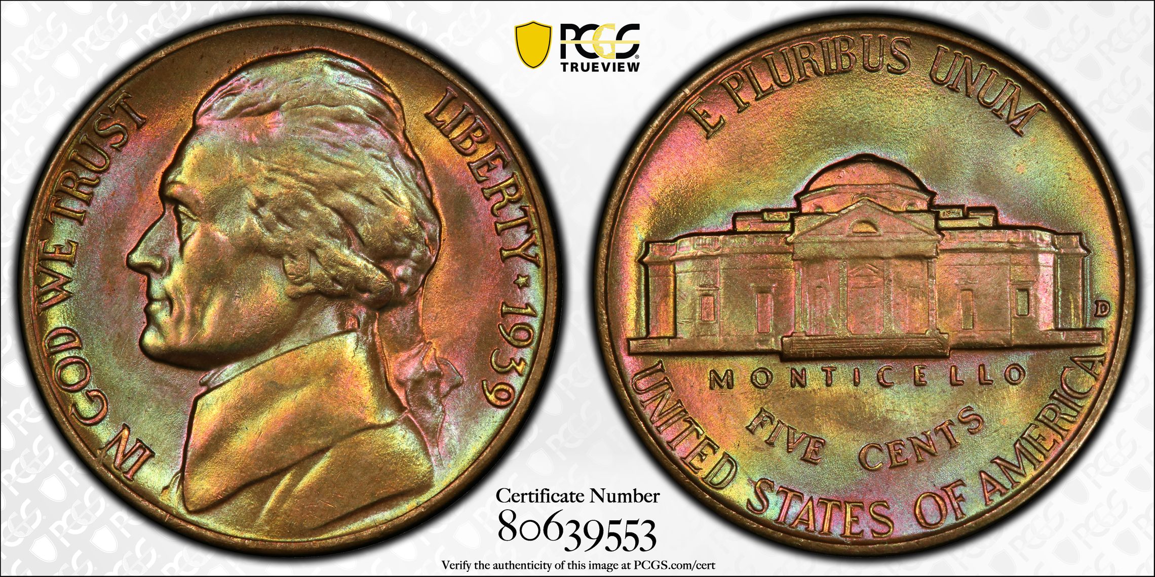 PCGS Certificate Verification Coin Details for Cert #80639553