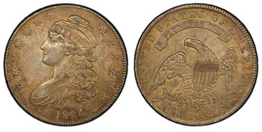 1834 50C O-120 Sm Date, Sm Letters AU53