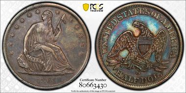 1861-S 50C WB-6 Large S XF45