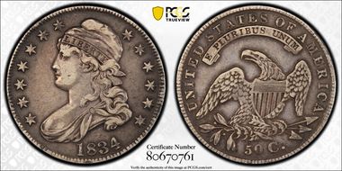 1834 50C Large Date, Small Letters VF35
