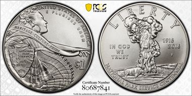 2016-P $1 100th Anniv. Nat'l Parks First Strike MS70