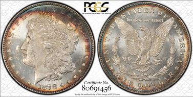 1878 7TF $1 VAM 70, Doubled RIB MS63