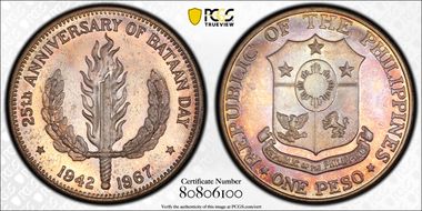 1967 Peso Bataan Day PL66