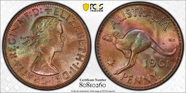 1961 Y. (p) 1D MS64+ RB