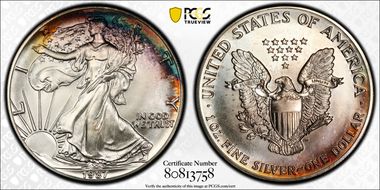 1987 $1 Silver Eagle MS69