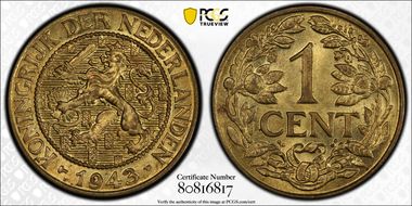 1943-P 1C KM-10 Brass MS65