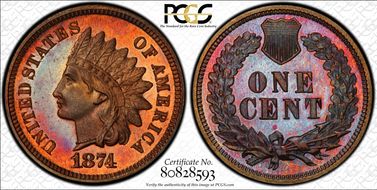 1874 1C PR65+ RB