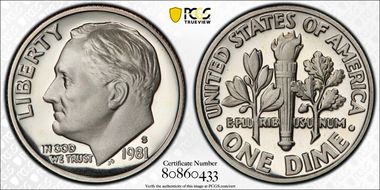 1981-S 10C Type 1 PR70DCAM