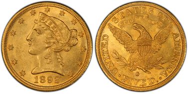 1892-O $5 MS63