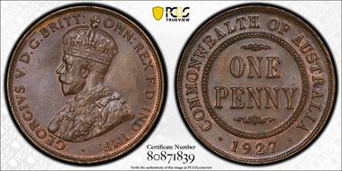 1927 (m) 1D English obverse MS65BN