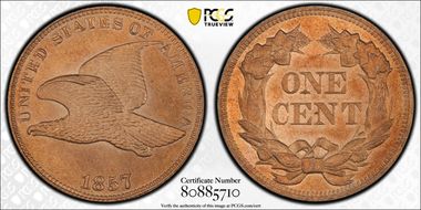 1857  1C Obverse of 1856, FS-401a MS66